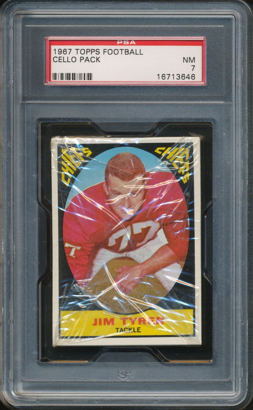 1967 Topps Football Unopened Cello Pack PSA 7