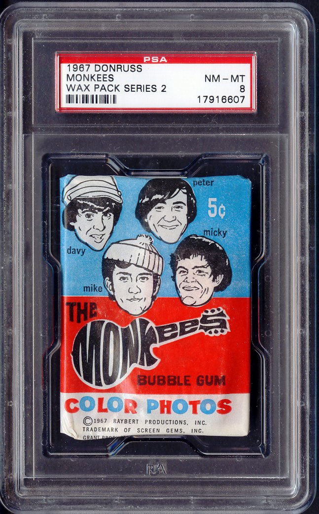 1967 Donruss Monkees Unopened 2nd Series Wax Pack PSA 8