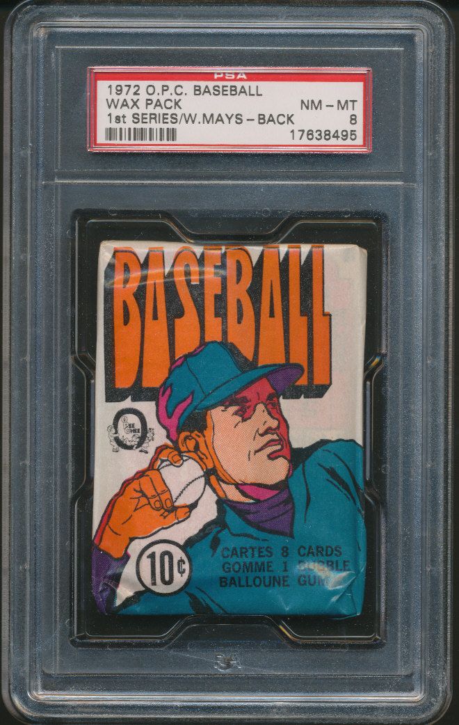 1972 OPC O-Pee-Chee Baseball Unopened Ser 1 Wax Pack PSA 8