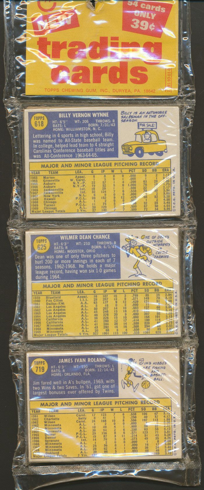 1970 Topps Baseball Unopened Rack Pack (Rose and Bench Top)