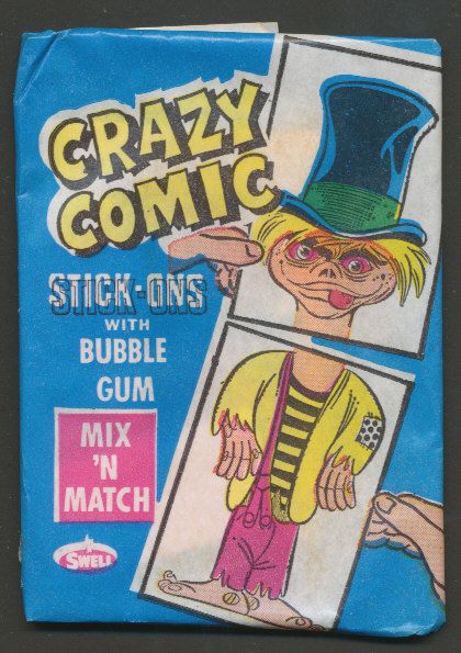 1967 Philadelphia Crazy Comic Stick-Ons Unopened Wax Pack