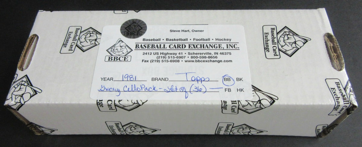 1981 Topps Baseball Unopened Grocery Cello Pack (Lot of 36) (BBCE)