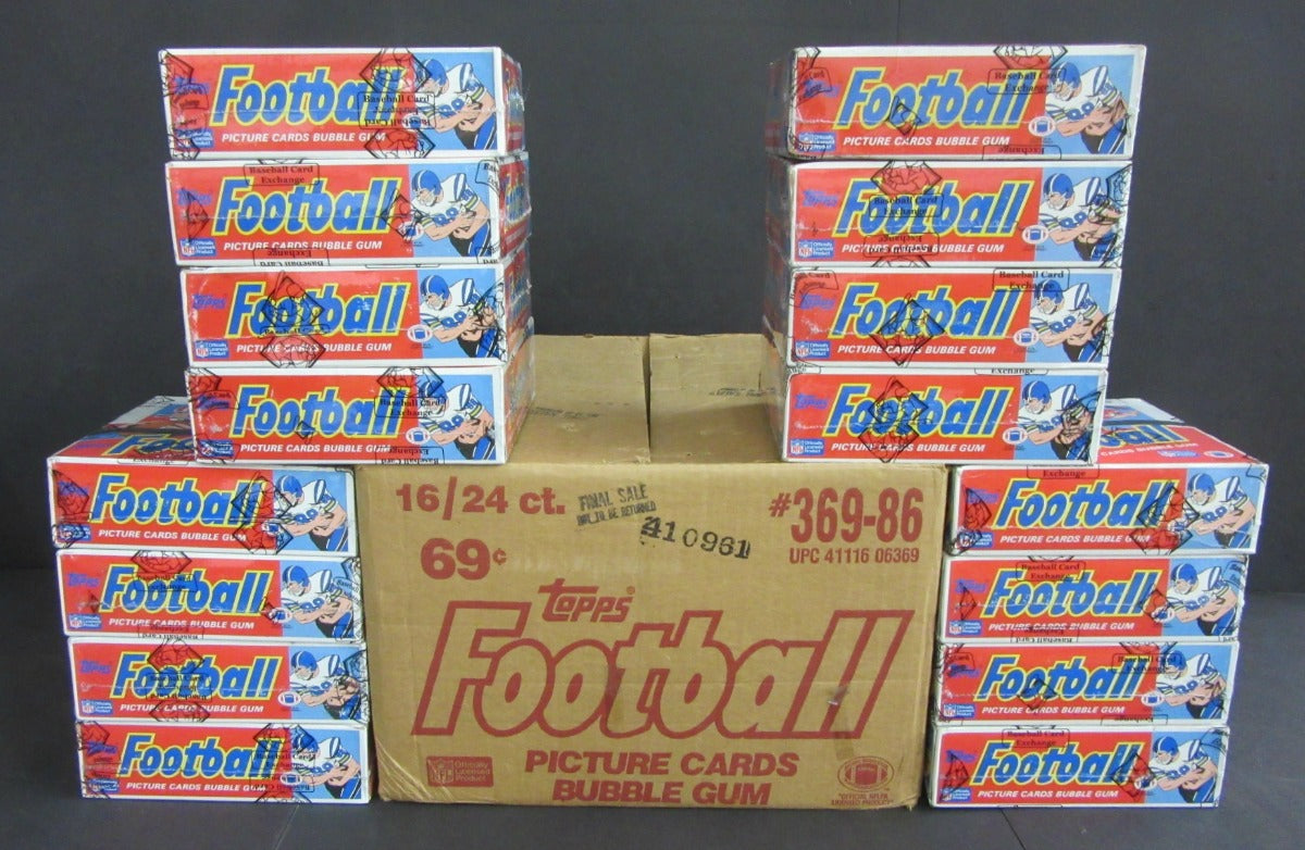 1986 Topps Football Unopened Cello Case (Wrapped) (BBCE)
