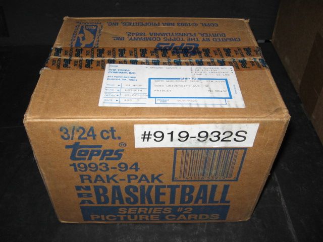 1993/94 Topps Basketball Series 2 Rack Case (3 Box)