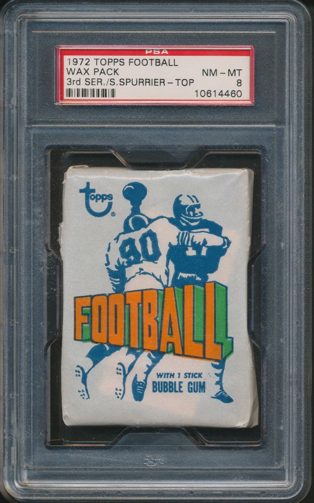 1972 Topps Football Unopened Series 3 Wax Pack PSA 8 Spurrier Top