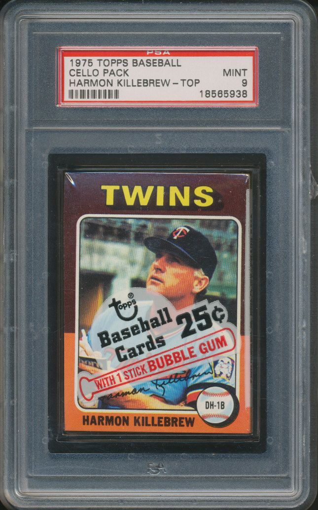 1975 Topps Baseball Unopened Cello Pack PSA 9 Killebrew Top