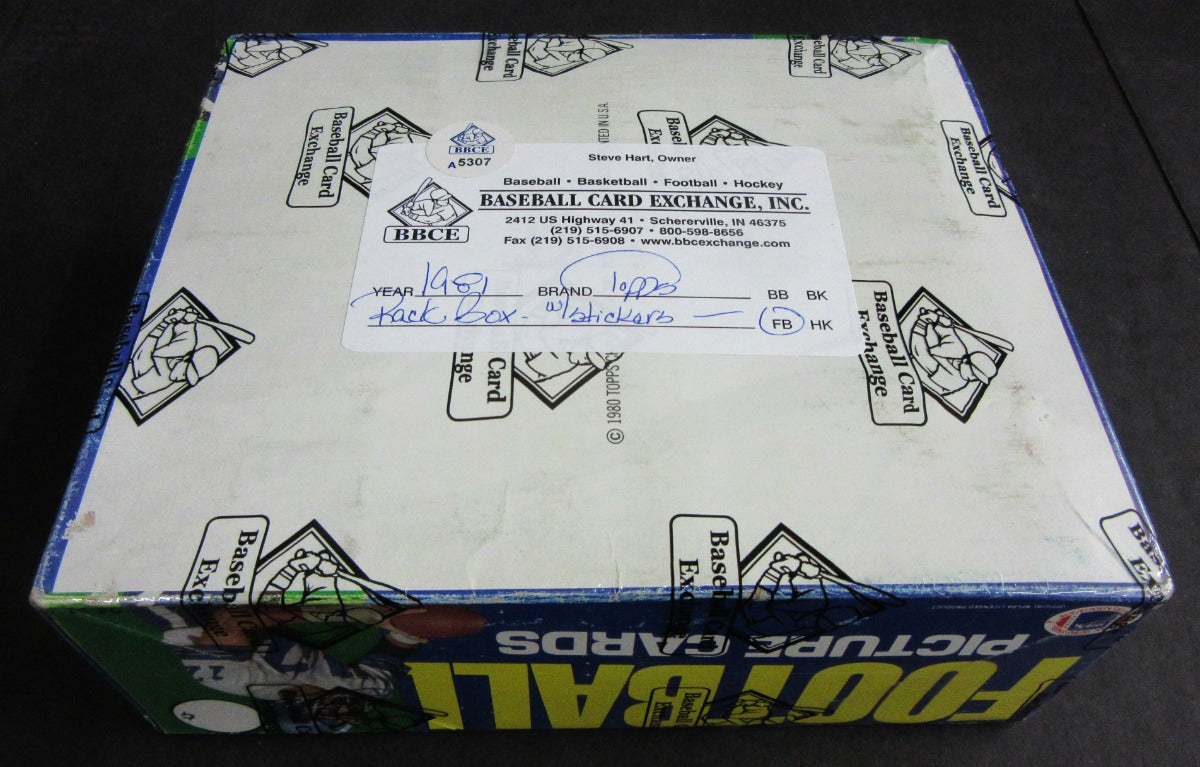 1981 Topps Football Unopened Rack Box (BBCE) (w/ stickers)