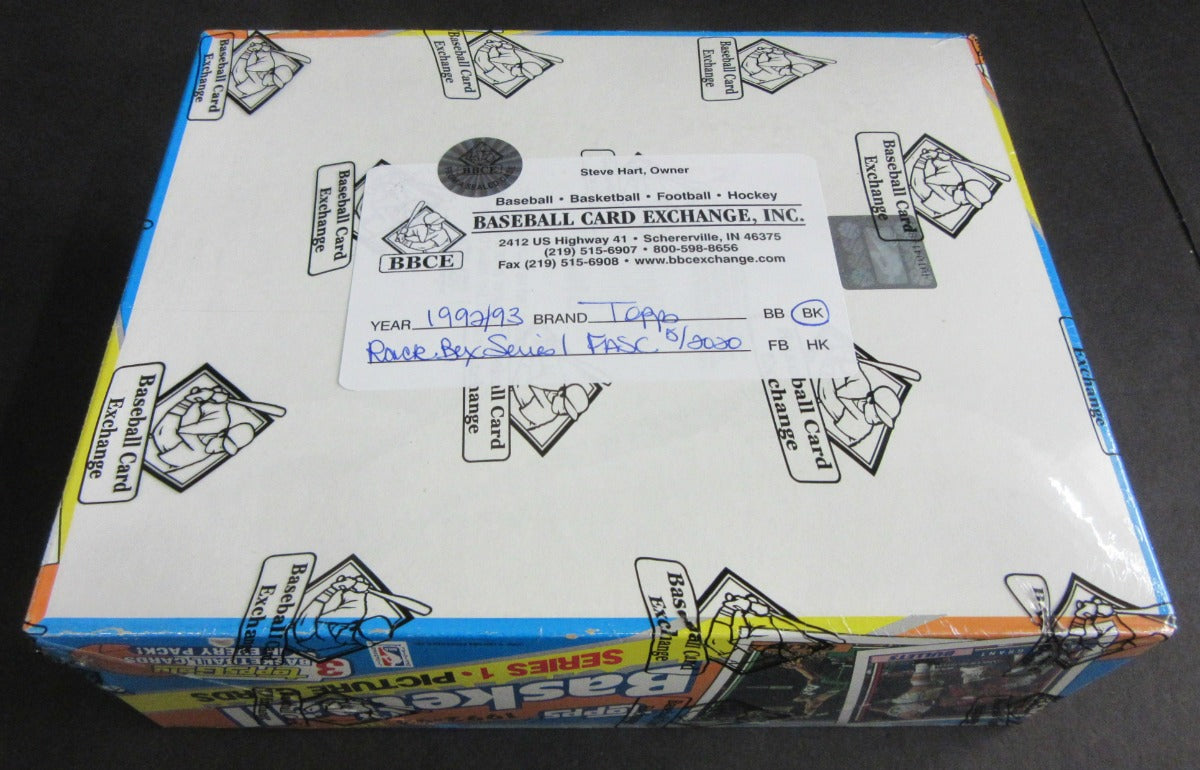 1992/93 Topps Basketball Unopened Series 1 Rack Box (FASC)