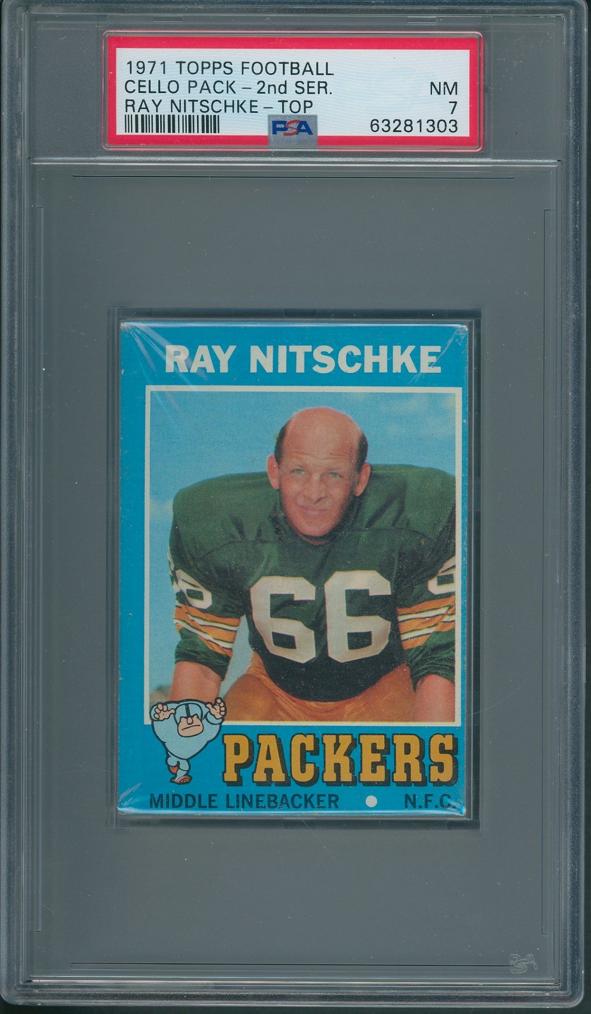 1971 Topps Football Unopened 2nd Series Cello PackPSA 7
