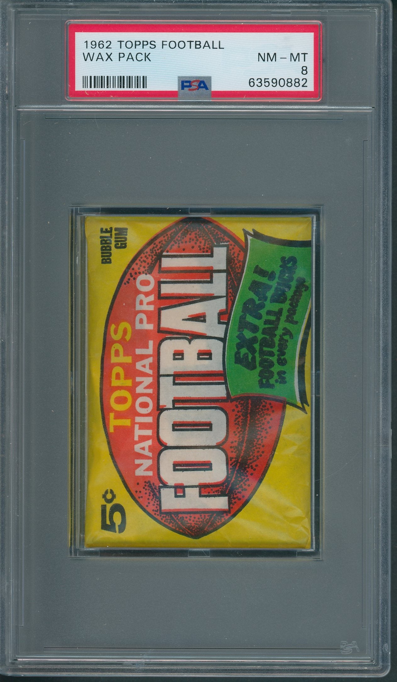 1962 Topps Football Unopened Wax Pack PSA 8 *0882