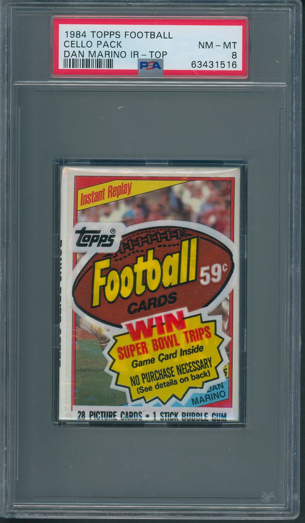 1984 Topps Football Unopened Cello Pack PSA 8 Marino IR Top *1516