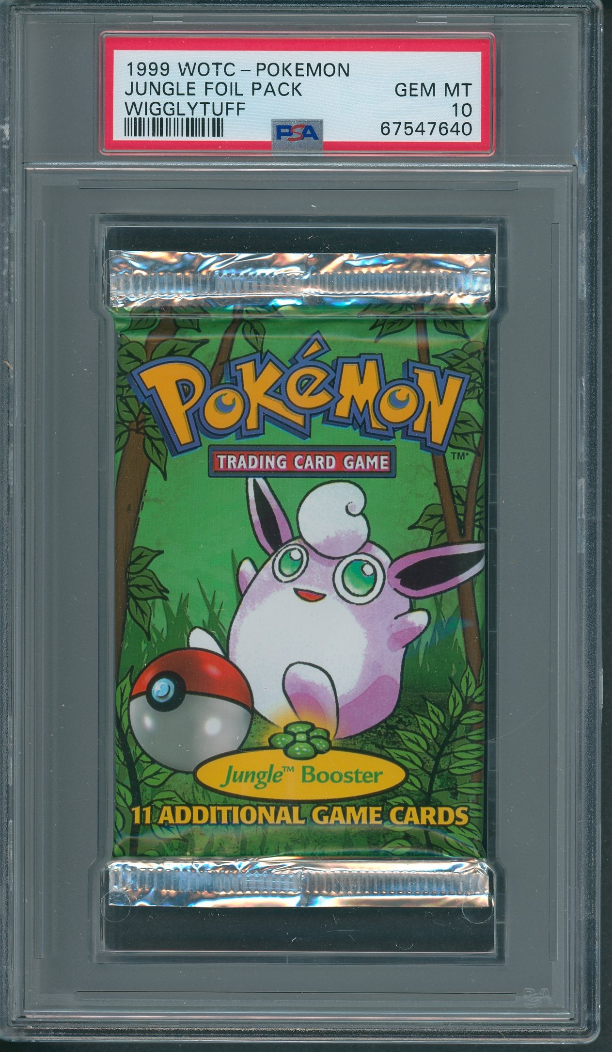 1999 WOTC Pokemon Jungle Unopened Foil Pack Wigglytuff PSA 10 *7640