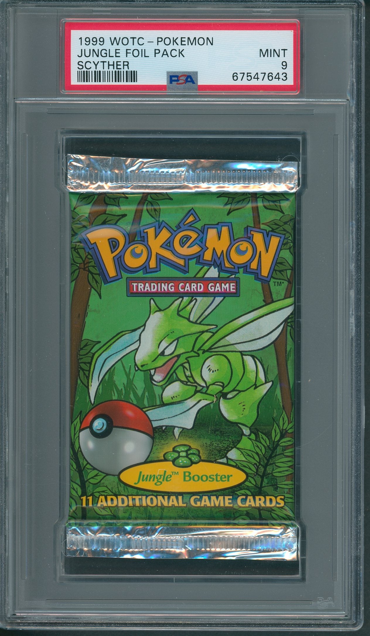 1999 WOTC Pokemon Jungle Unopened Foil Pack Scyther PSA 9 *7643