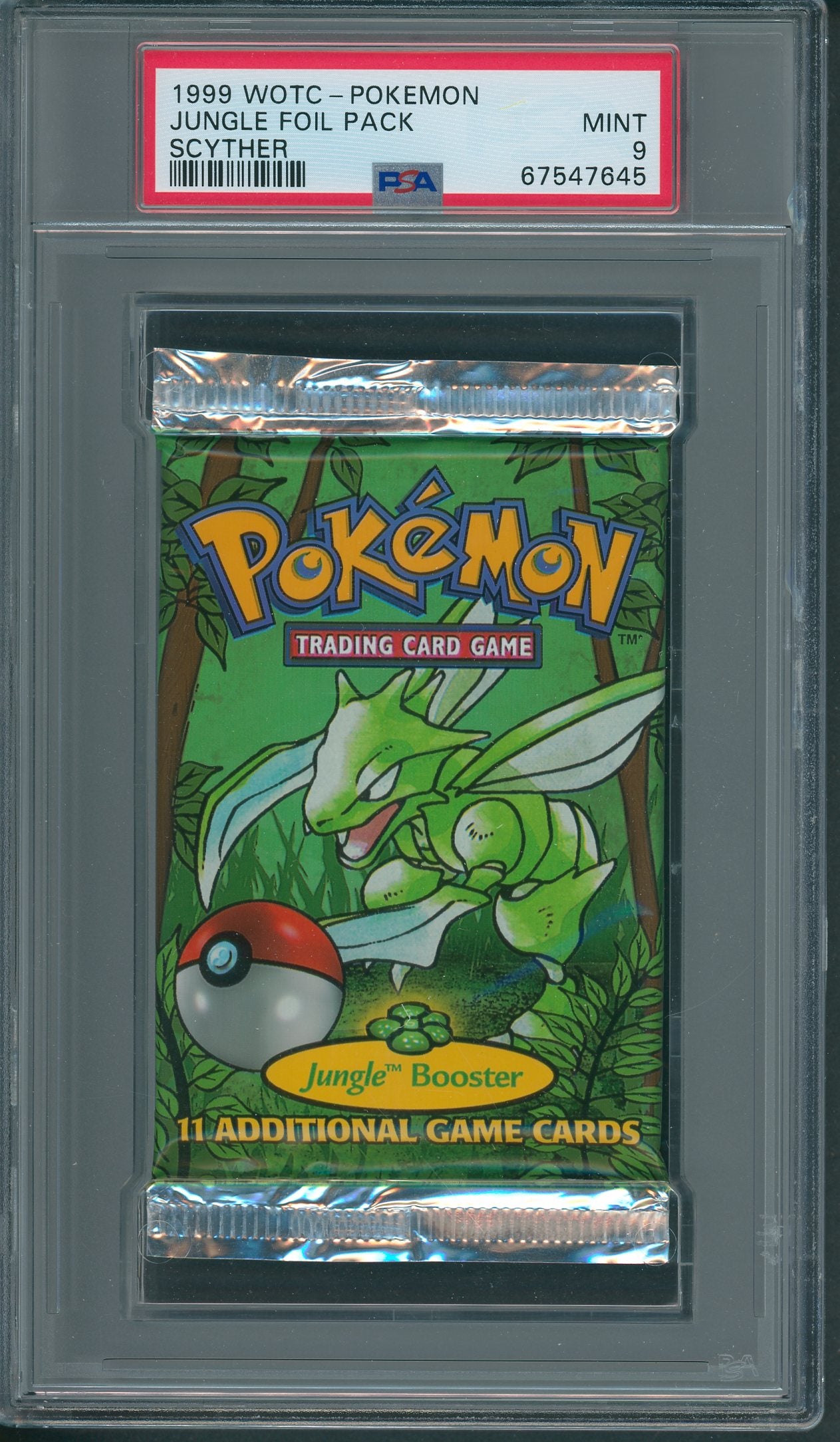 1999 WOTC Pokemon Jungle Unopened Foil Pack Scyther PSA 9 *7645 Baseball Card Exchange 1999 WOTC Pokemon Jungle Unopened Foil Pack Scyther PSA 9 *7645 Baseball Card Exchange