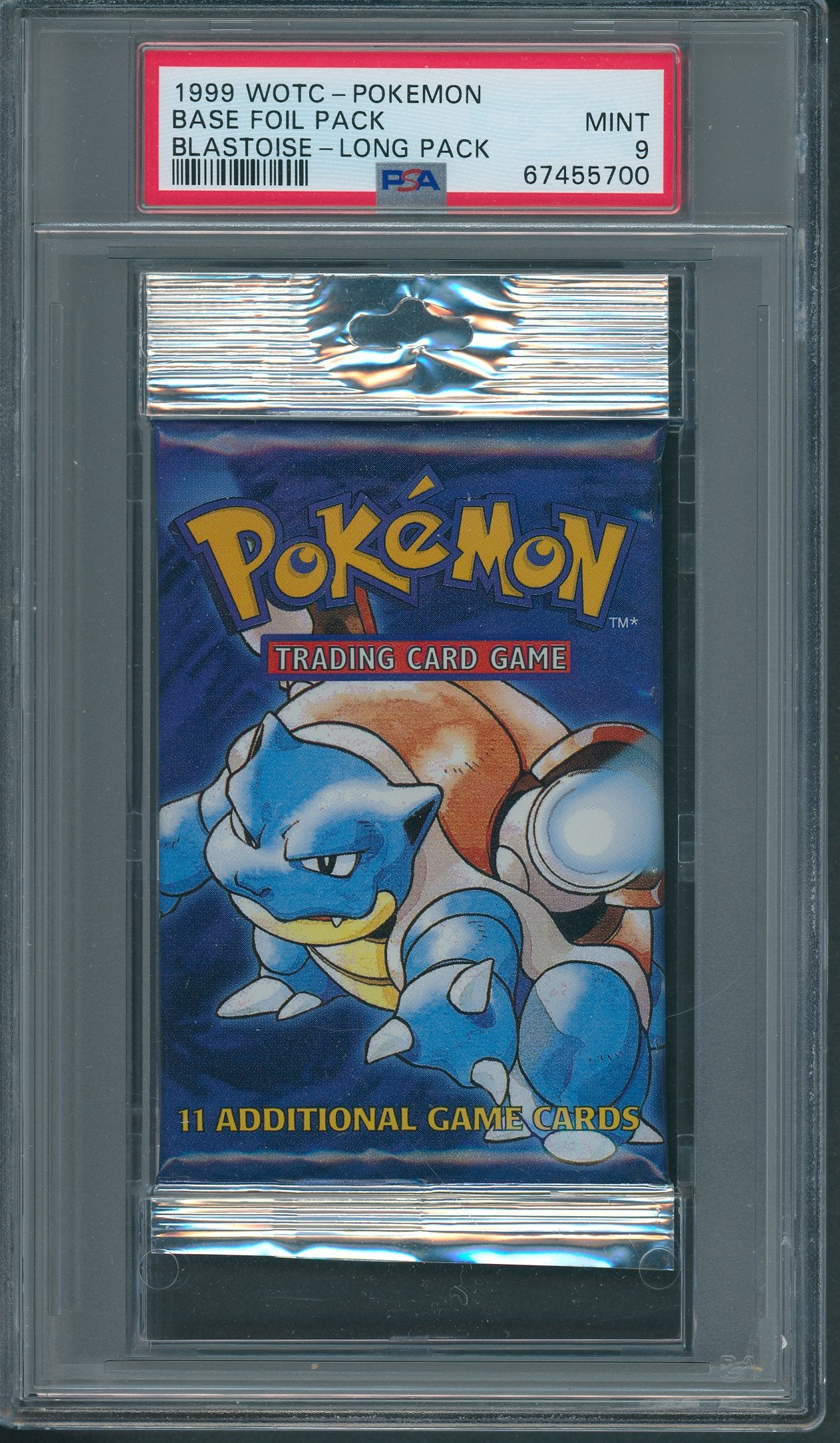 1999 WOTC Pokemon Base Unopened Foil Long Pack Blastoise PSA 9 *5700