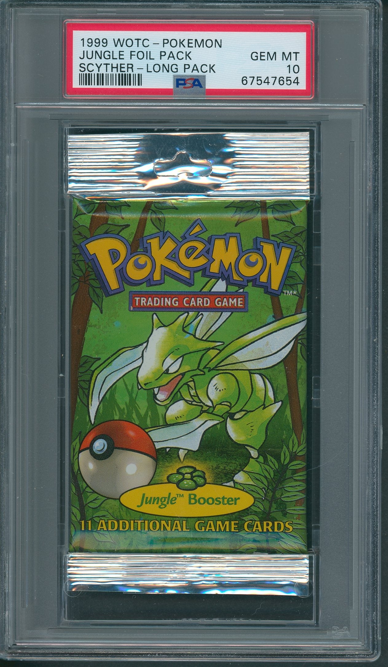1999 WOTC Pokemon Jungle Unopened Foil Long Pack Scyther PSA 10 *7654