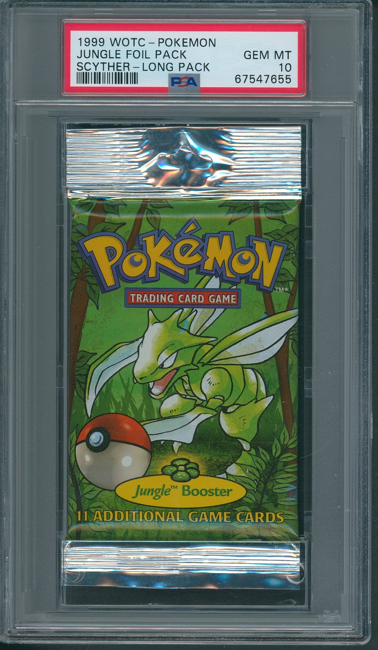 1999 WOTC Pokemon Jungle Unopened Foil Long Pack Scyther PSA 10 *7655