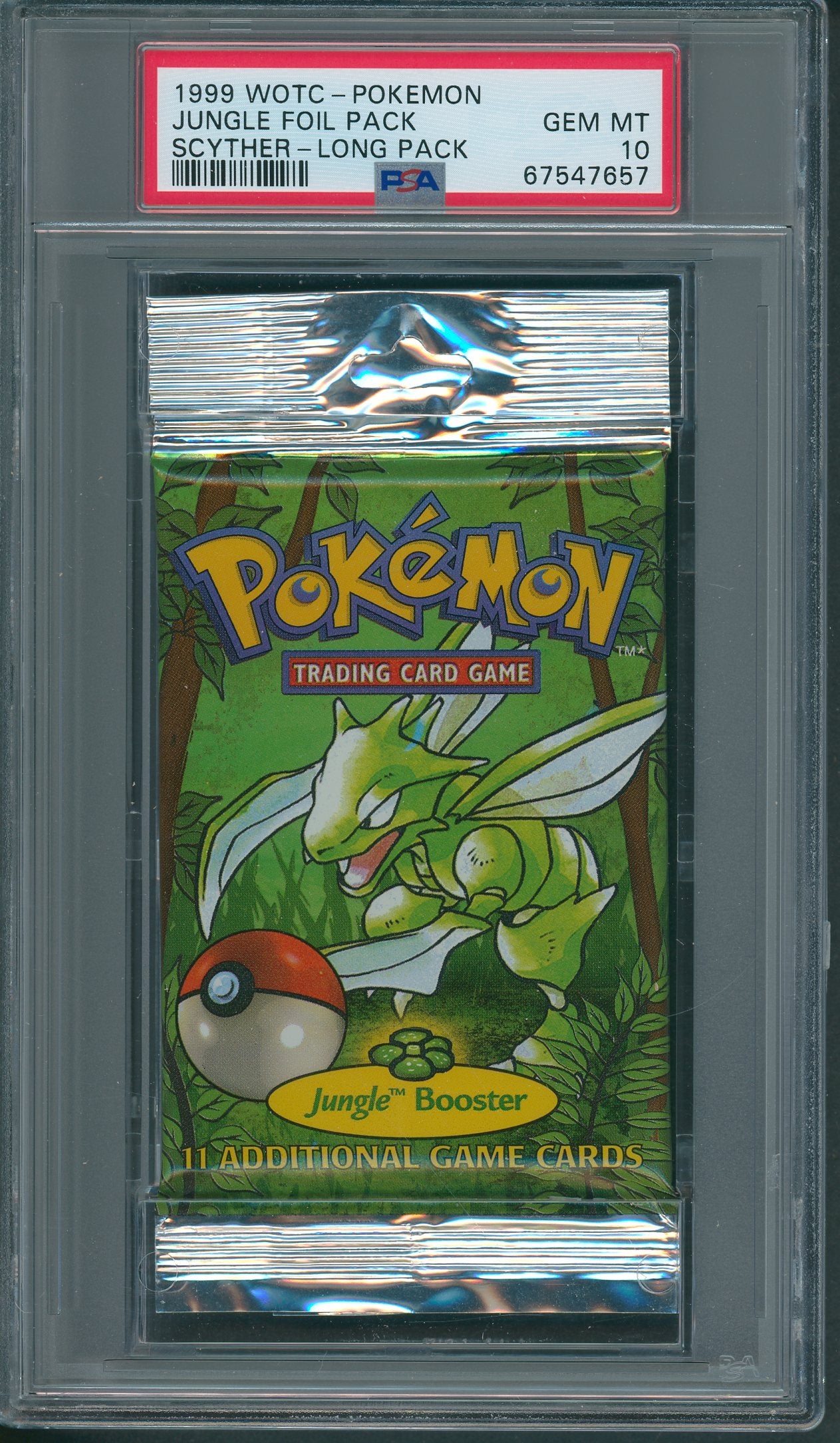 1999 WOTC Pokemon Jungle Unopened Foil Long Pack Scyther PSA 10 *7657