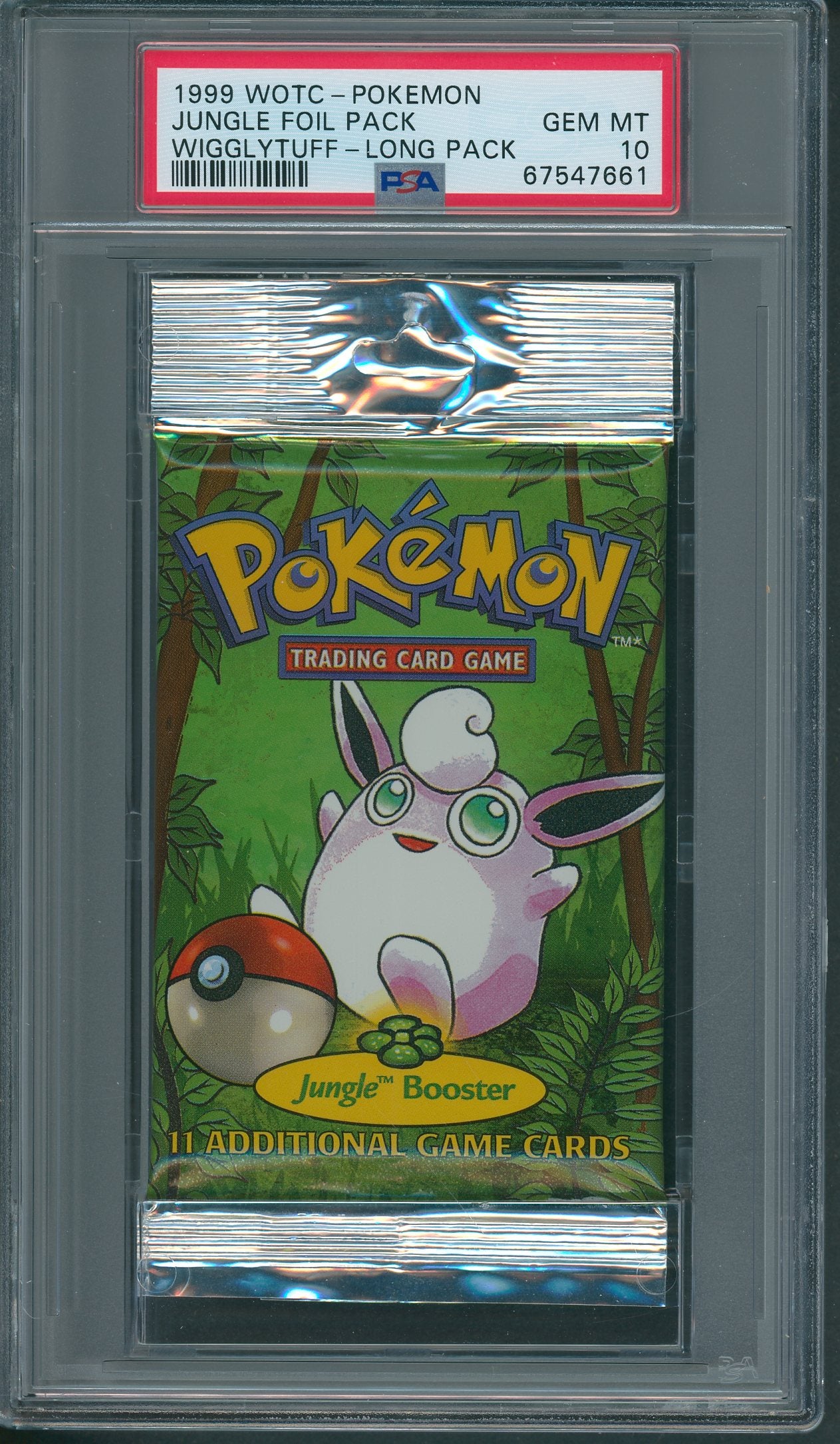 1999 WOTC Pokemon Jungle Unopened Foil Long Pack Wigglytuff PSA 10 *7661