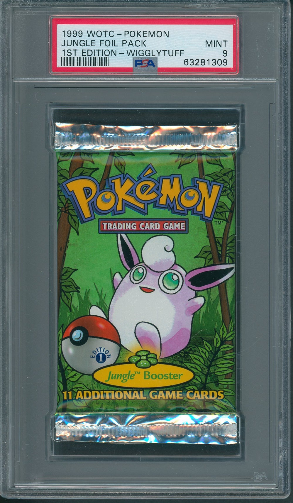 1999 WOTC Pokemon Jungle Unopened 1st Edition Foil Pack Wigglytuff PSA 9 *1309