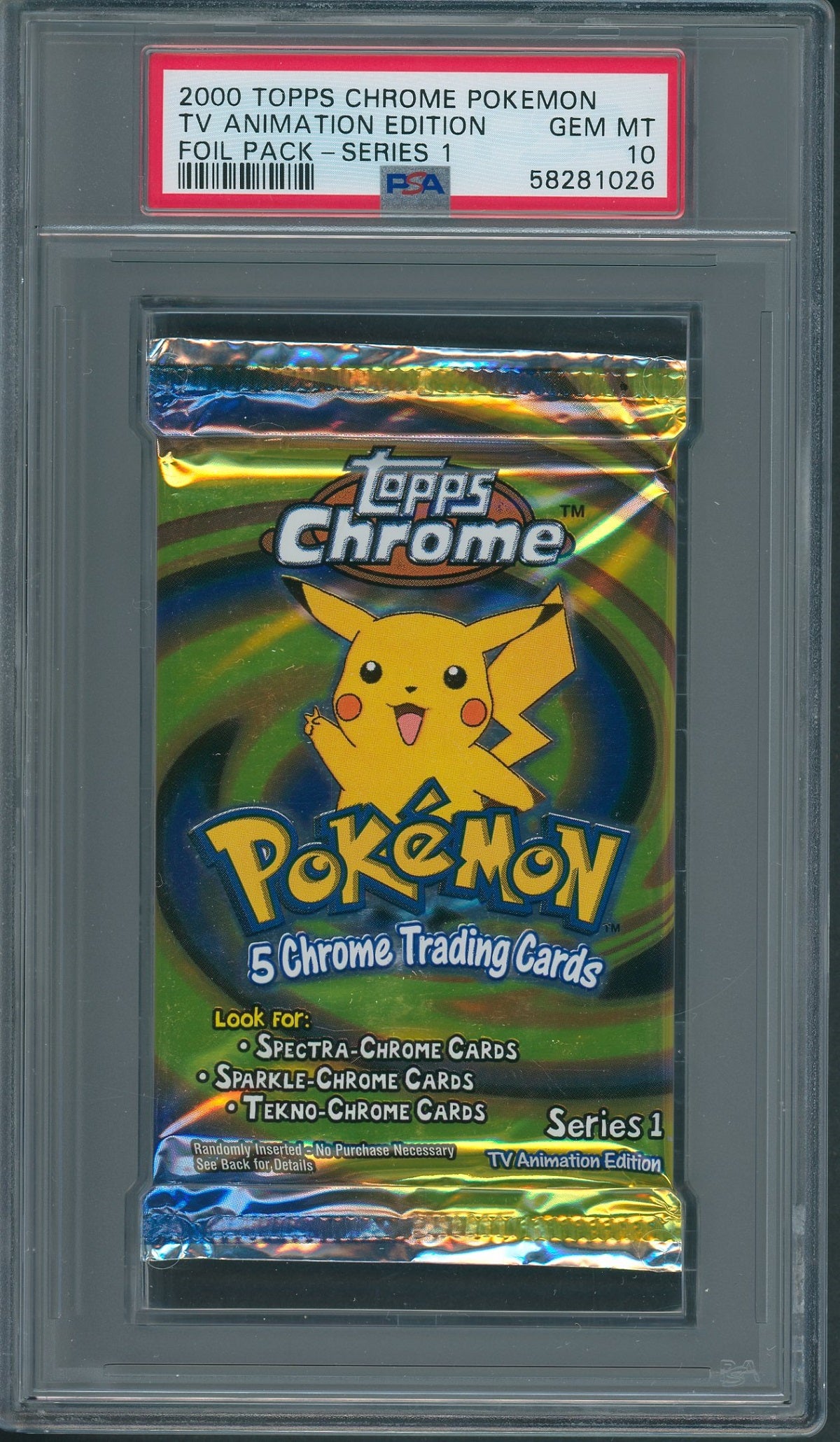 2000 Topps Chrome Pokemon TV Animation Edition Unopened Series 1 Pack PSA 10