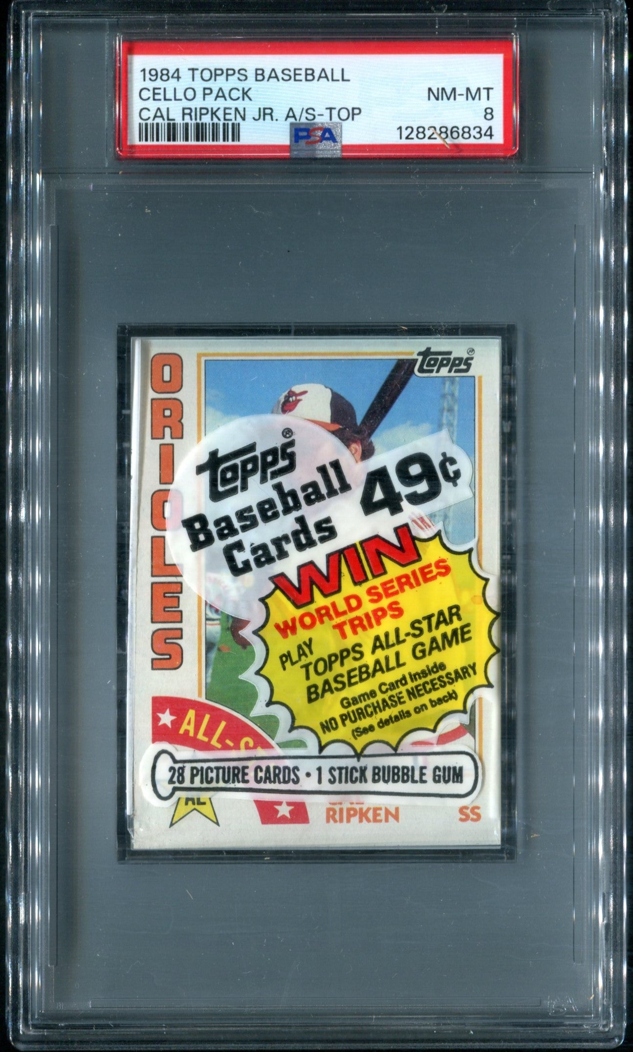 1984 Topps Baseball Unopened Cello Pack PSA 8 Ripken Jr. A/S Top *6834