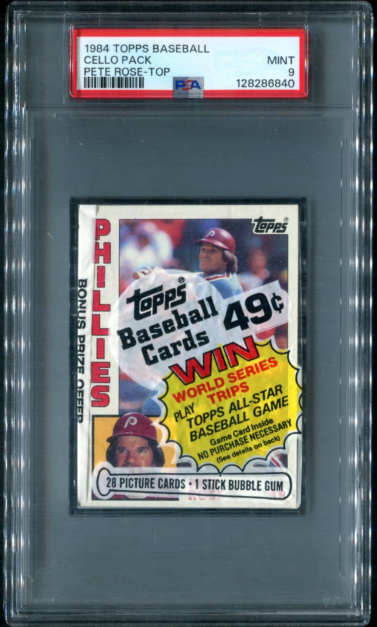 1984 Topps Baseball Unopened Cello Pack PSA 9 Rose Top *6840