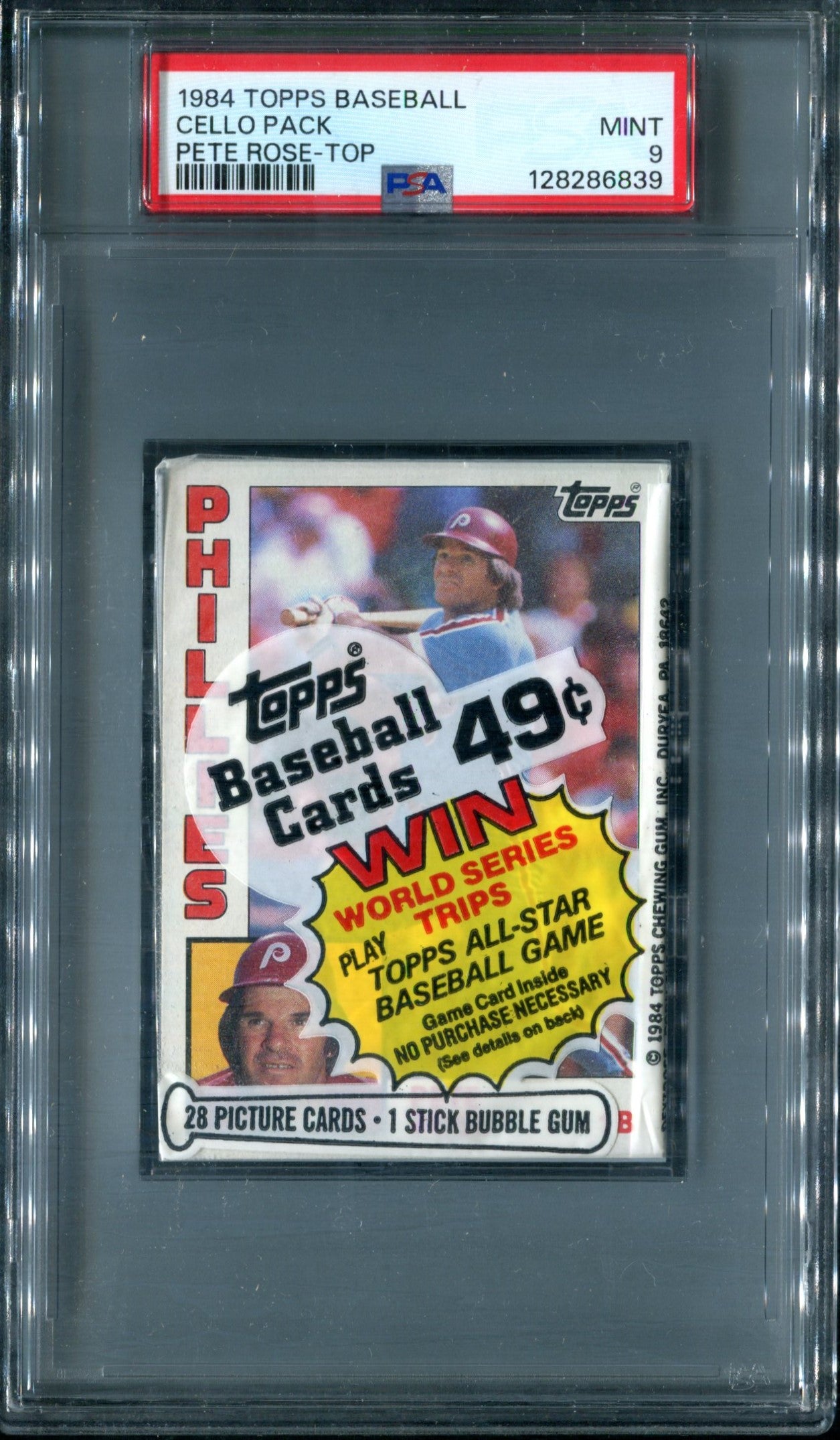 1984 Topps Baseball Unopened Cello Pack PSA 9 Rose Top *6839