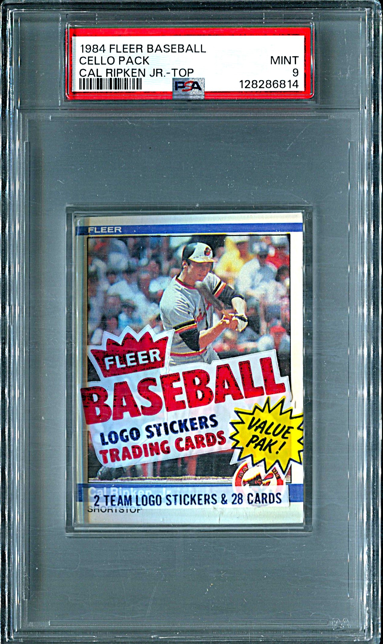 1984 Fleer Baseball Unopened Cello Pack PSA 9 Ripken Jr. Top *6814