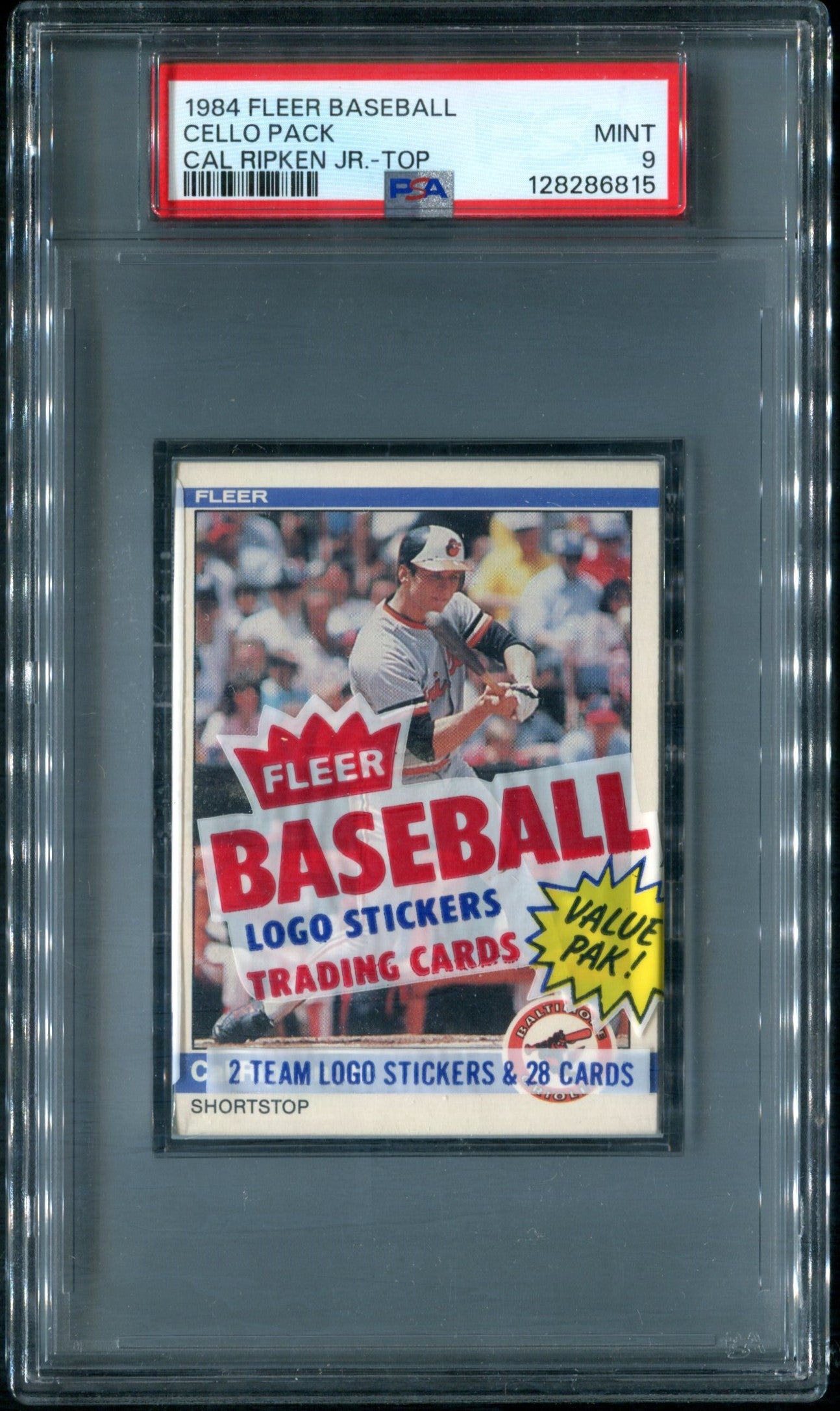 1984 Fleer Baseball Unopened Cello Pack PSA 9 Ripken Jr. Top *6815