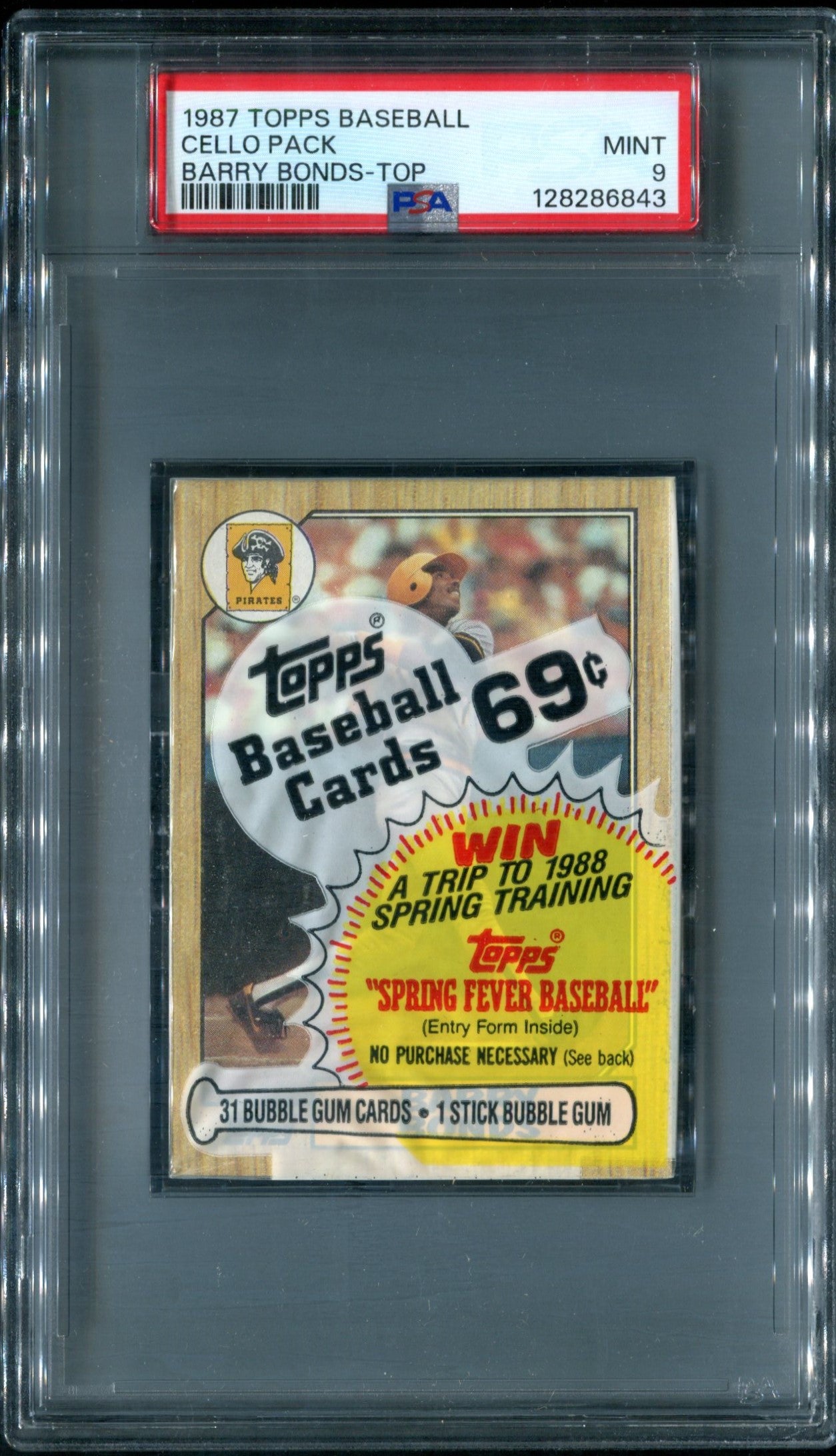 1987 Topps Baseball Unopened Cello Pack PSA 9 Bonds RC Top *6843