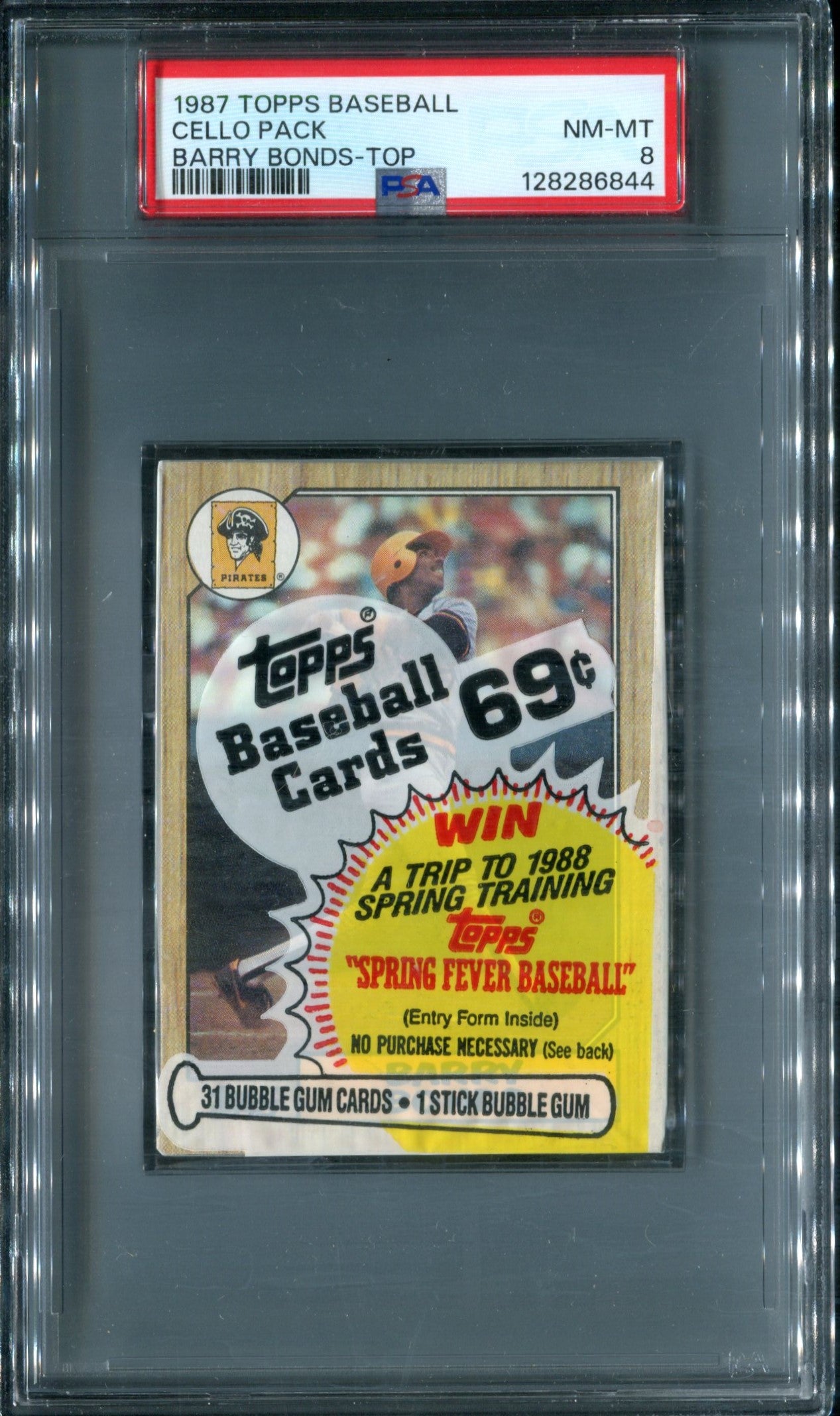 1987 Topps Baseball Unopened Cello Pack PSA 8 Bonds RC Top *6844