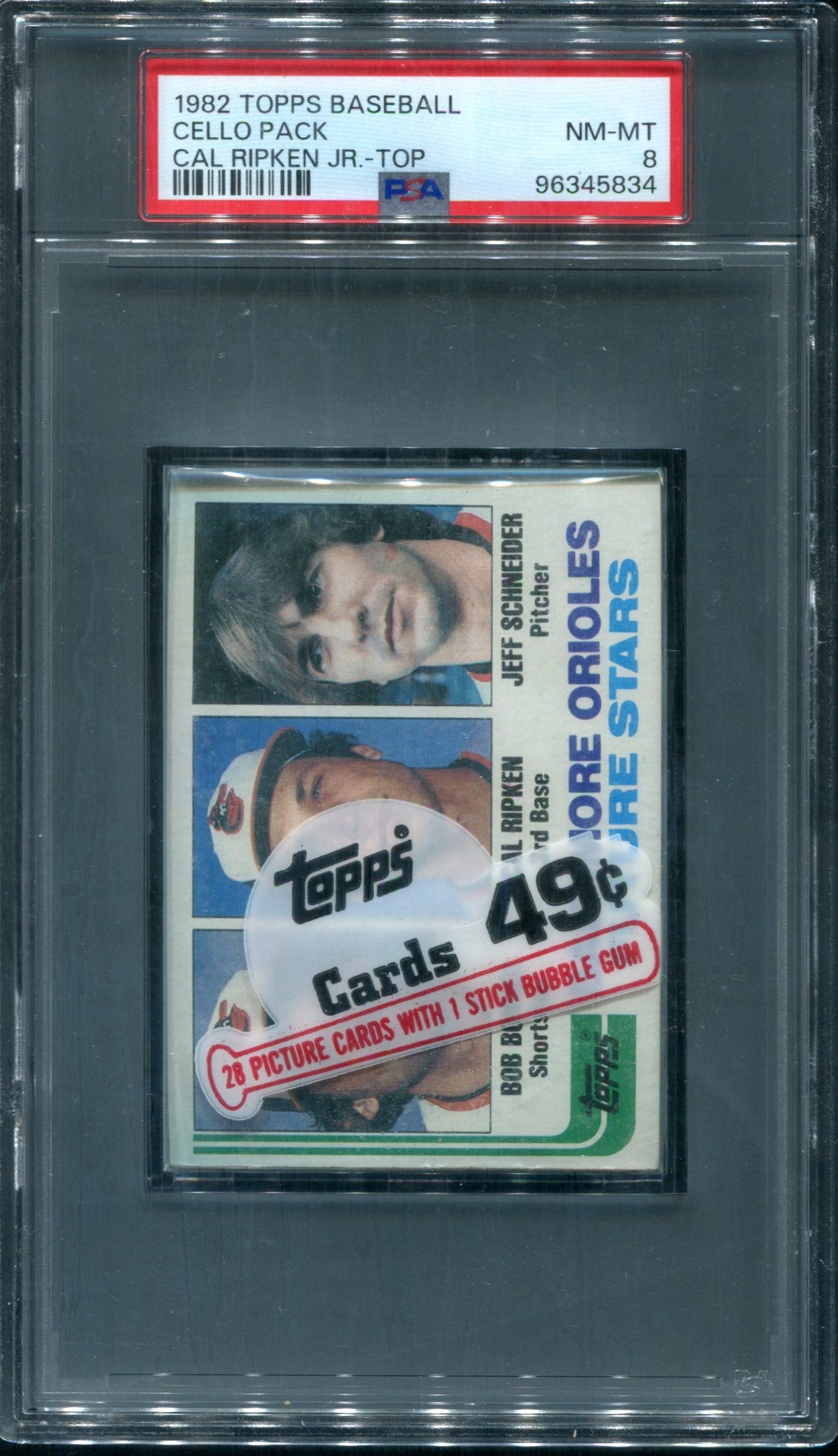 1982 Topps Baseball Unopened Cello Pack PSA 7 Cal Ripken Jr. RC Top *5834