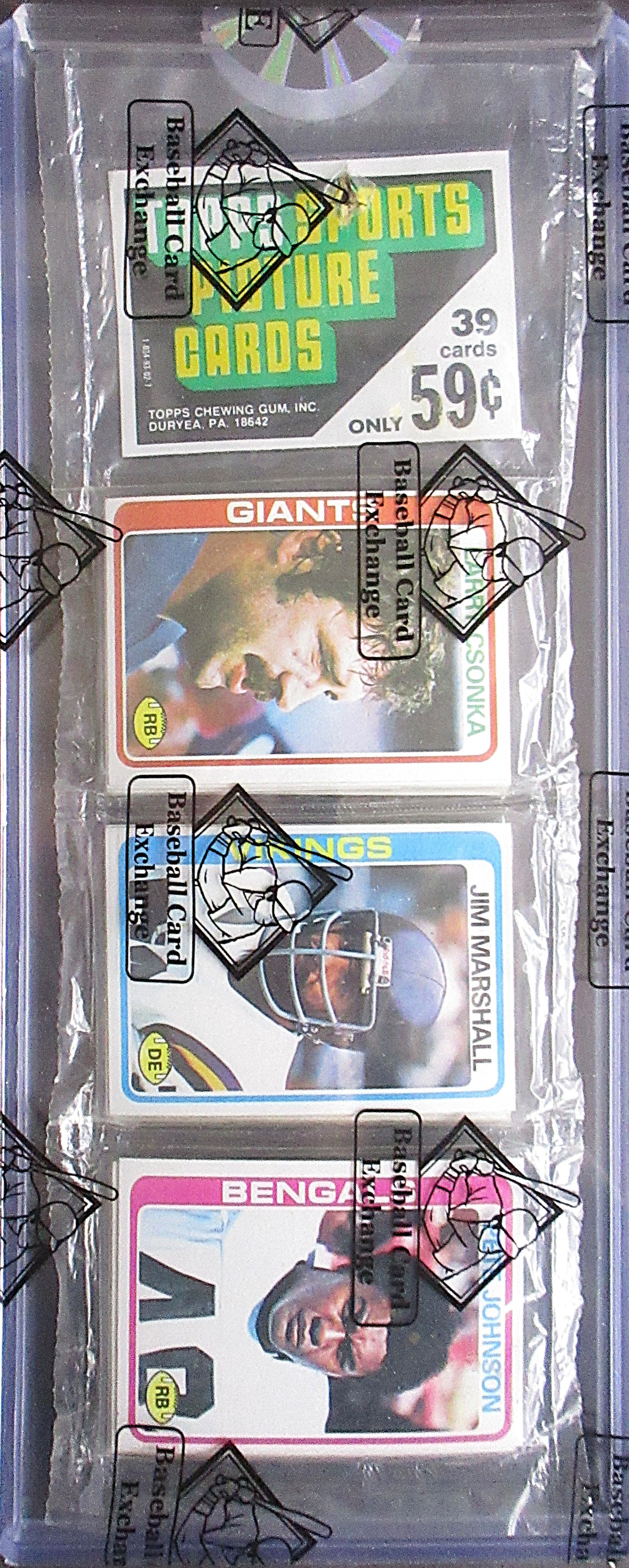 1978 Topps Football Unopened Rack Pack (BBCE) (Csonka Top Greene Back) (27129)