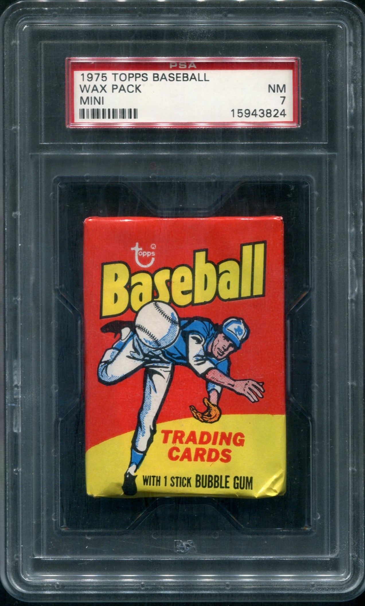 1975 Topps Baseball Unopened Mini Wax Pack PSA 7 *3824