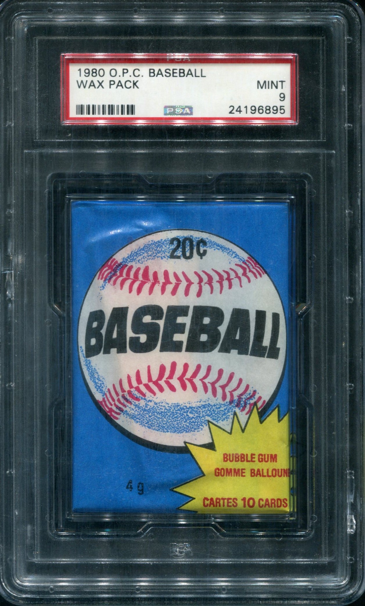 1980 OPC O-Pee-Chee Baseball Unopened Wax Pack PSA 9 *6895