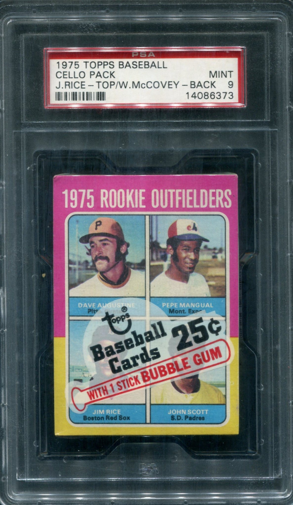 1975 Topps Baseball Unopened Cello Pack PSA 9 Rice Top McCovey Back *6373