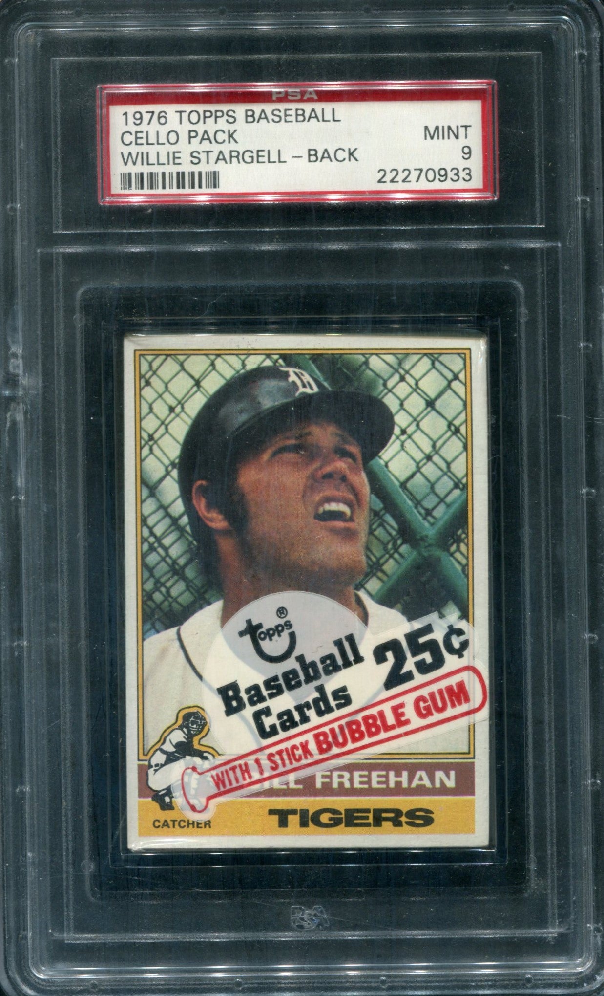 1976 Topps Baseball Unopened Cello Pack PSA 9 Stargell Back *0933