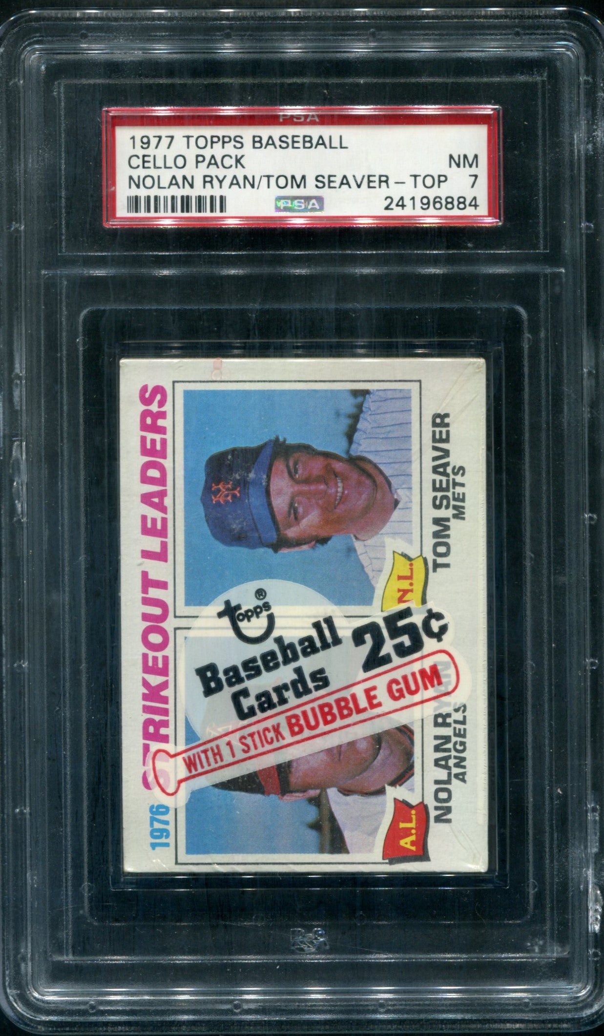 1977 Topps Baseball Unopened Cello Pack PSA 7 Ryan/Seaver Top *6884