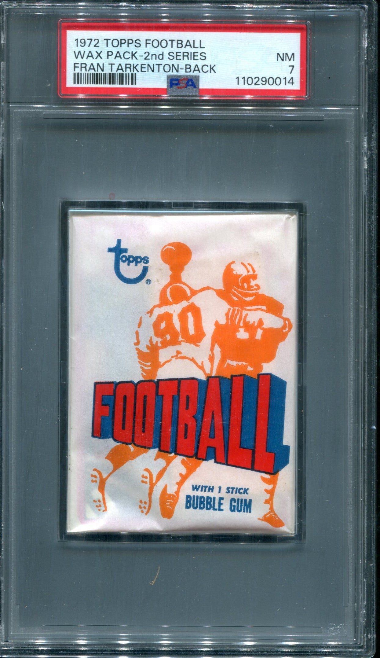 1972 Topps Football Unopened 2nd Series Wax Pack PSA 7 Tarkenton Back *0014