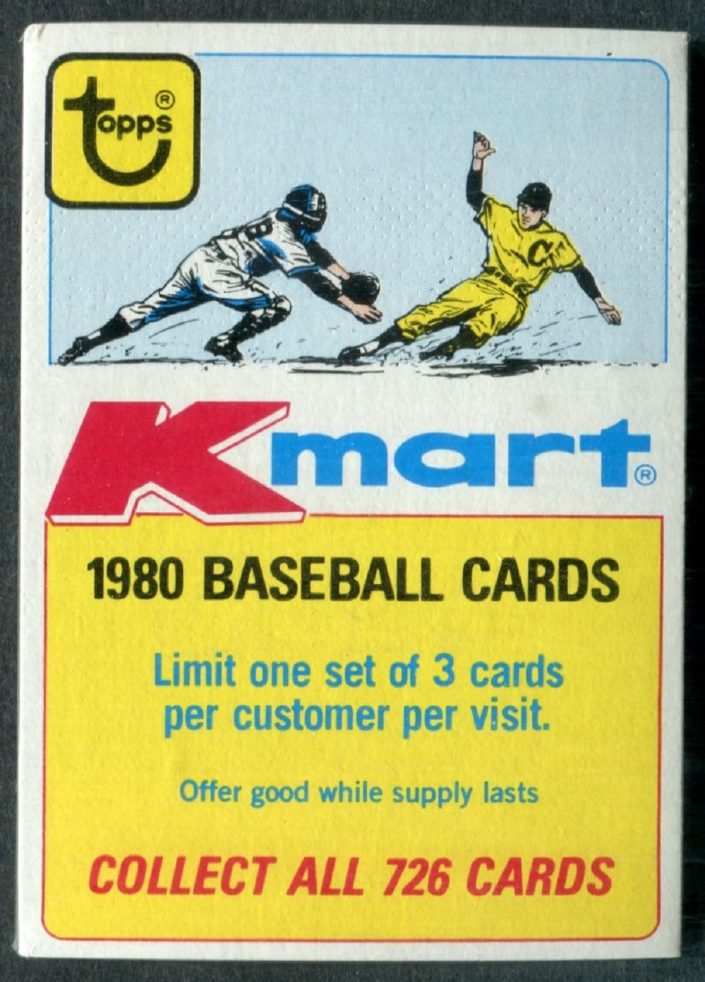 1980 Topps Baseball Unopened Cello Pack (K-Mart) (3 Card)