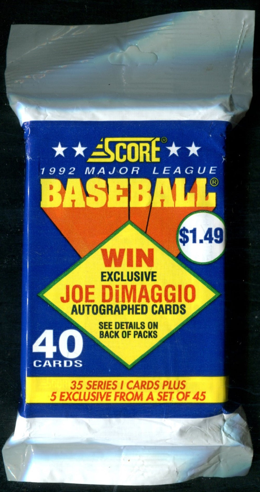 1992 Score Baseball Unopened Series 1 Jumbo Pack (Pre-Priced) (40)
