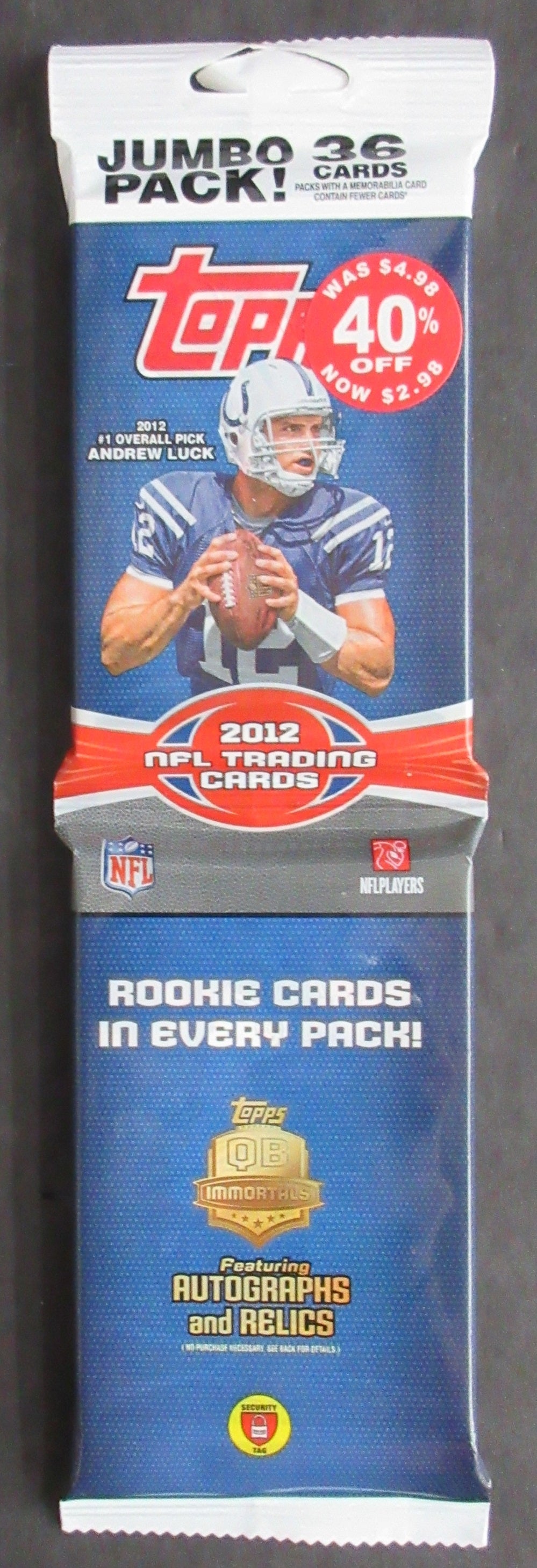 2012 Topps Football Unopened Jumbo Hanger Pack (36)