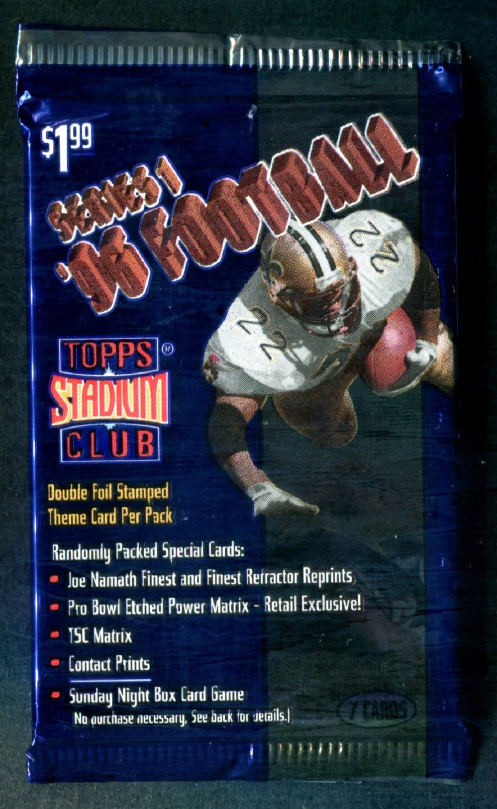 1996 Topps Stadium Club Football Unopened Series 1 Pack (Pre-Priced) (Retail) (7)