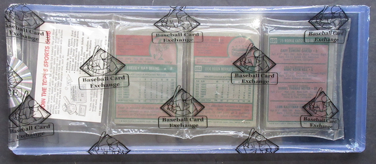 1975 Topps Baseball Unopened Rack Pack (BBCE) (Gary Carter Back) (26115)