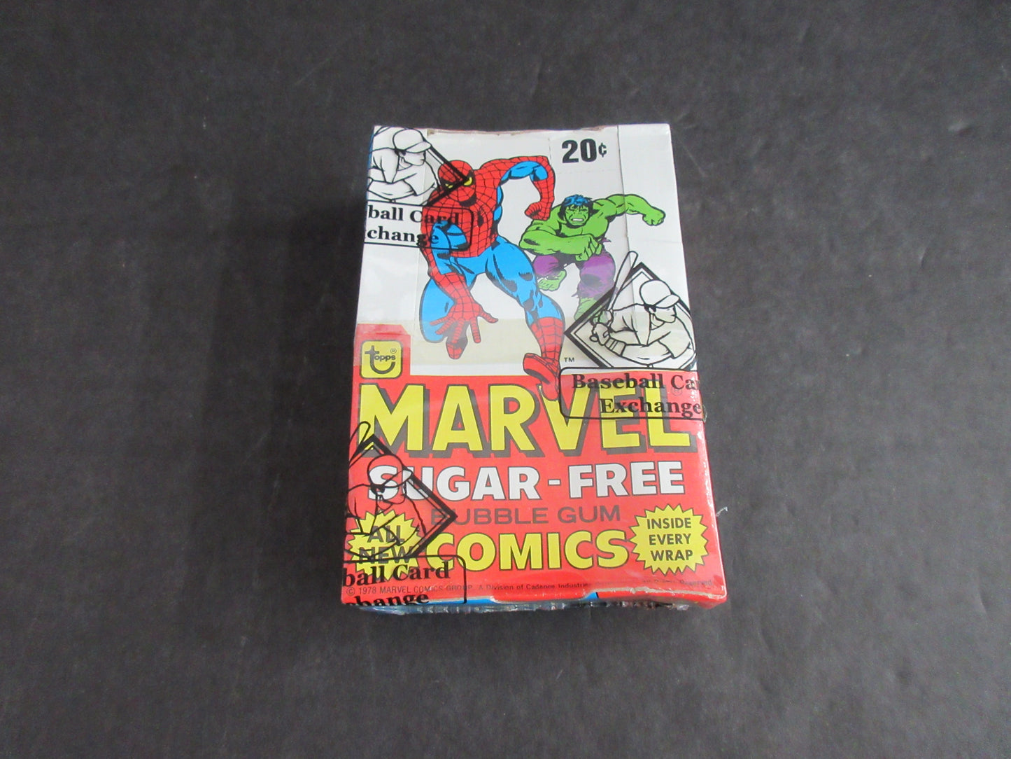 1978 Topps Marvel Comics Sugar Free Gum Box (w/o Foil Wrap) (BBCE) (Read)