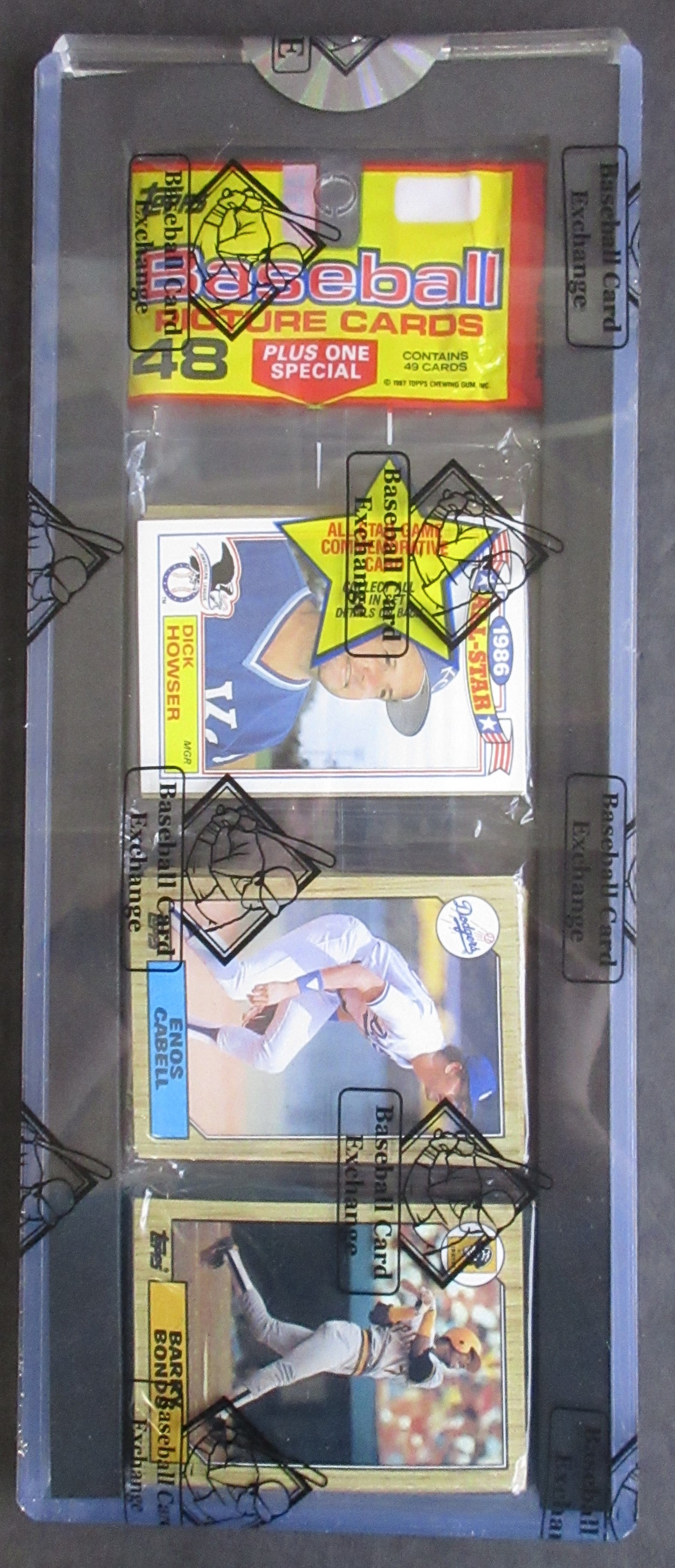 1987 Topps Baseball Unopened Rack Pack (Bonds RC Top) (BBCE) (26159)