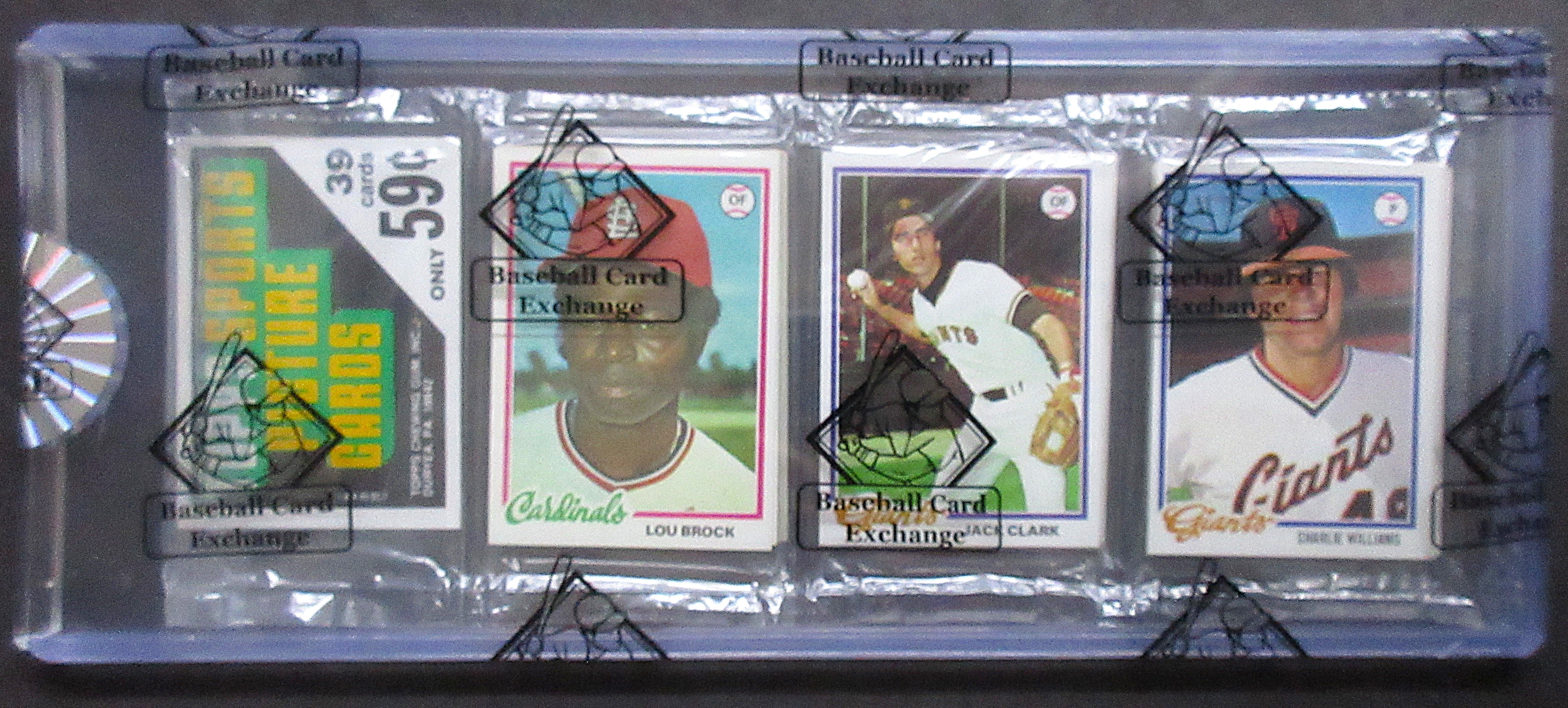 1978 Topps Baseball Unopened Rack Pack (BBCE) (Brock Top) (Eckersley Back) (26195)