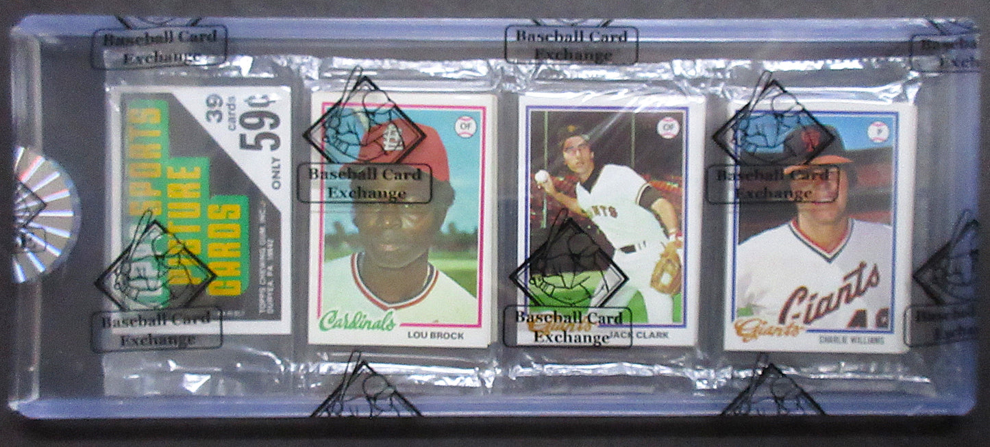 1978 Topps Baseball Unopened Rack Pack (BBCE) (Brock Top) (Eckersley Back) (26195)