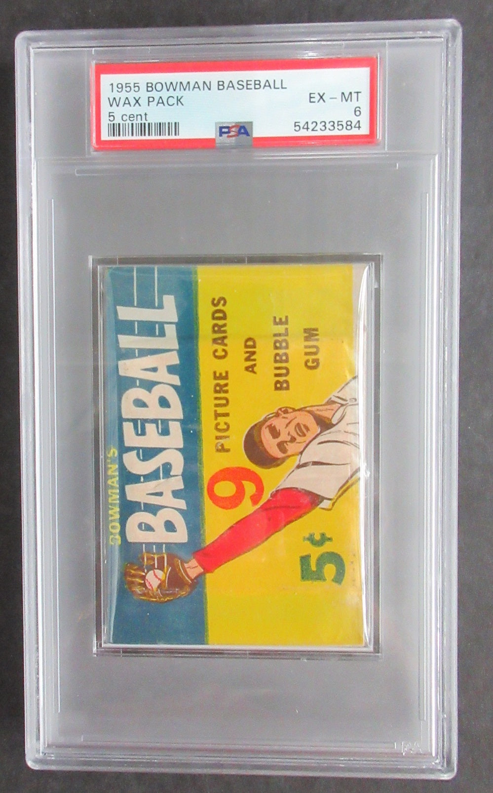 1955 Bowman Baseball Unopened 5 Cent Wax Pack PSA 6 *3584